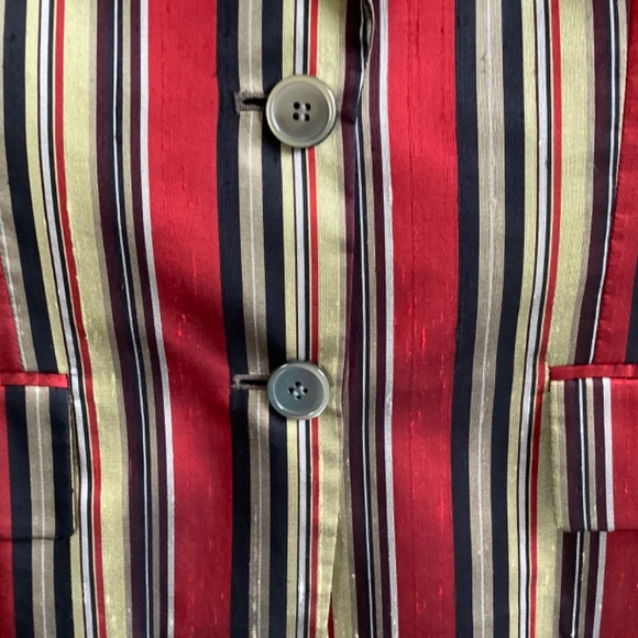 Anne Klein II Silk Striped Red Blazer SZ 10 - Picture 7 of 16